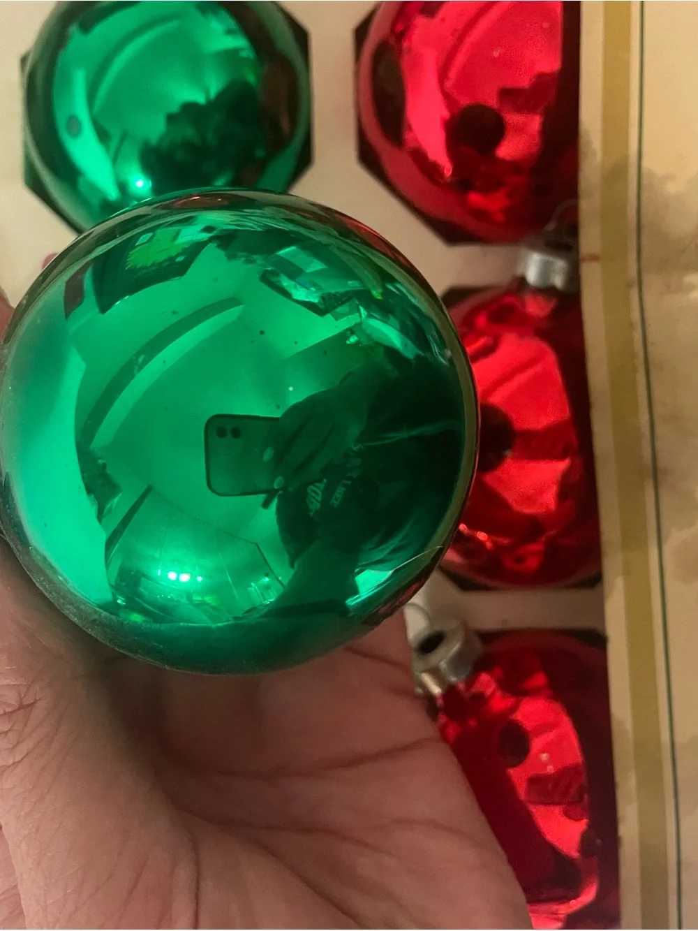 Vintage PYRAMID Glass Christmas Tree Ornaments Balls Made In USA Lot Of 13